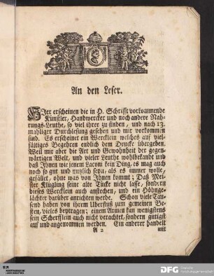 An den Leser.