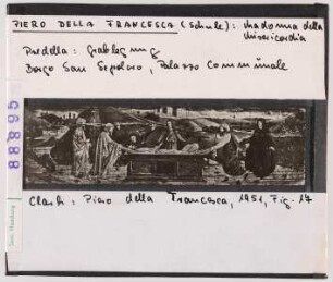 Piero dei Franceschi (Piero della Francesca), Schule: Madonna della Misericordia, Predella mit Grablegung. Borgo San Sepolcro Palazzo Comunale
