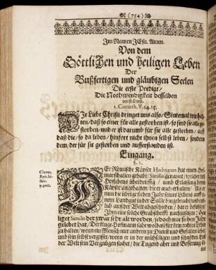 Die erste Predigt/ Die Nothwendigkeit desselben vorstellend.