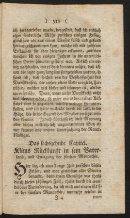 Das sechszehende Capitel. Klims Rückkunft in sein Vaterland, und Endigung der fünften Monarchie.