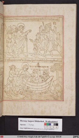 Oben: Johannes wird vor den Präfekten geführt. Unten: Johannes wird nach Rom eingeschifft.