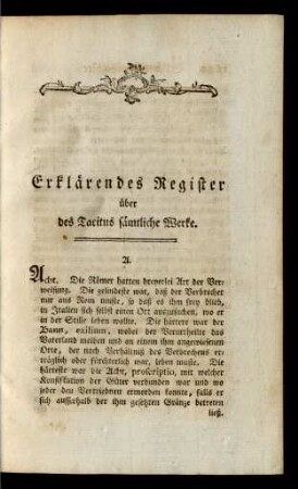 Erklärendes Register über des Tacitus sämtliche Werke