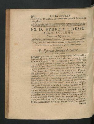 Ex D. Ephraem Edessenae Ecclesiae Diaconi Operibus.