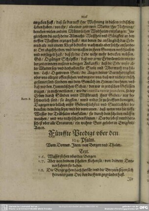 Fünffte Predigt uber den 104. Psalm