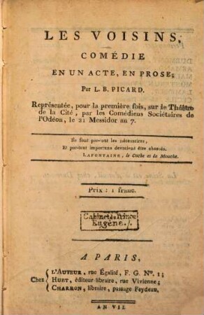 Les voisins : comédie en un acte, en prose