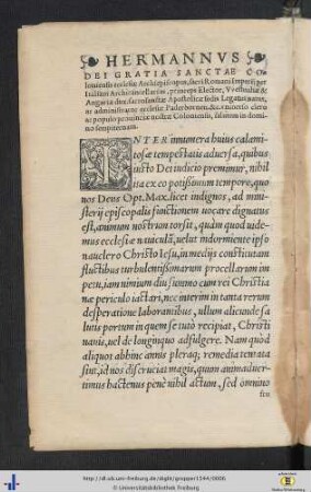 Hermannus ... Coloniensis ecclesiae Archiepiscopus ... universo clero ac populo provinciae nostrae Coloniensis ...