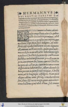 Hermannus ... Coloniensis ecclesiae Archiepiscopus ... universo clero ac populo provinciae nostrae Coloniensis ...
