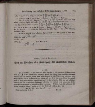 Sechzehntes Kapitel. Von der Abnahme oder Convergenz der unendlichen Reihen.