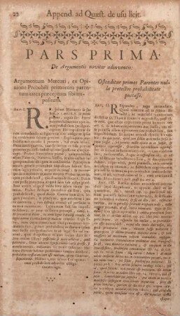 Pars Prima. De Argumentis noviter adinventiis.
