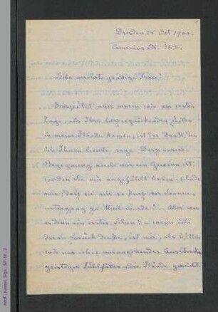Brief Claire von Glümer an Frau Friedmann, hs.