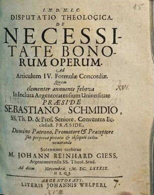 Disp. theol. de necessitate bonorum operum, ad articulum IV. formulae concordiae