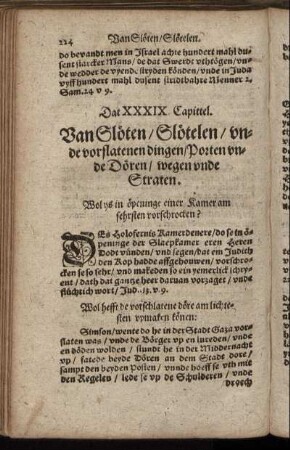Dat XXXIX. Capittel. Van Slöten, Slötelen, unde vorflatenen dingen, Porten unde Dören, wegen unde Straten.