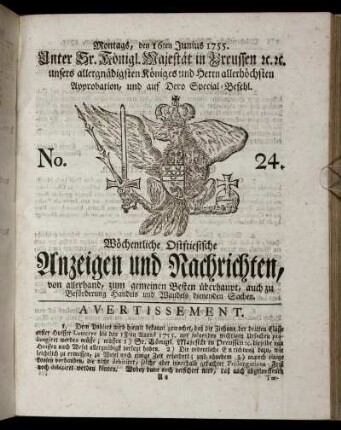 No. 24. Montags, den 16ten Junius, 1755.