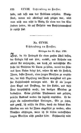 No. CCVIII. Lichtenberg an Forster