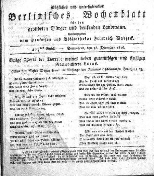 417tes Stueck, 28. December 1816