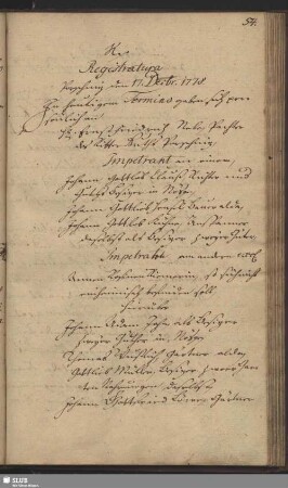 K. Registratura Porschniz den 17. Decbr. 1778