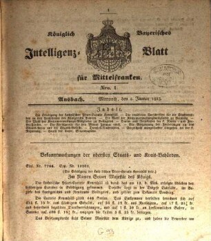 Königlich Bayerisches Intelligenzblatt für Mittelfranken. 1843