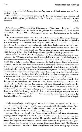 Linderkamp, Heike :: "Auf Ziegelei" an der Niederelbe, zur saisonalen Wanderarbeit lippischer Ziegler im 19. und beginnenden 20. Jahrhundert, (Einzelschriften des Stader Geschichts- und Heimatvereins, 31) : Stade, Verlag des Stader Geschichts- und Heimatvereins, 1992
