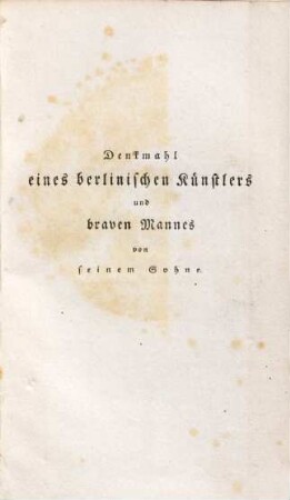 Denkmahl eines berlinischen Künstlers und braven Mannes