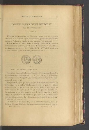 Double parisis inédit d'Eudes IV, duc de Bourgogne (1315-1350)