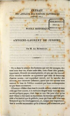 Notice historique sur Ant. Laur. de Jussieu