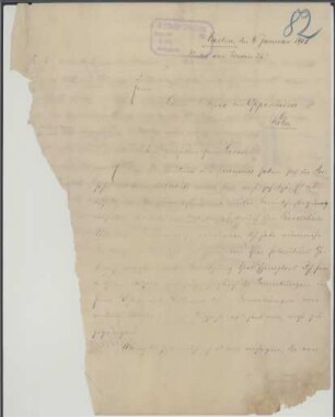 Schreiben an Baron von Oppenheim betreffend Gesellschaftervertragsfragen. Fragment.