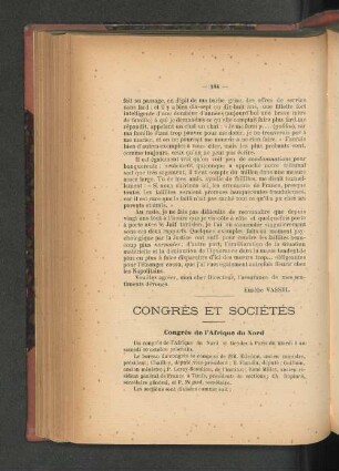 Congrès et Sociétés.