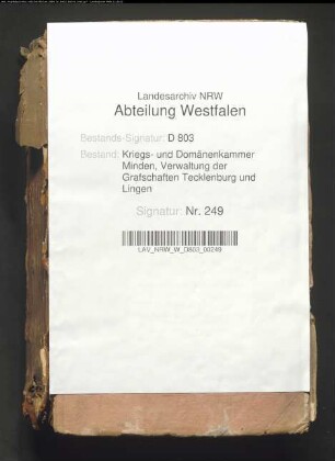 Belege zum Ertrag der Grafschaft Lingen