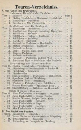Touren-Verzeichniss