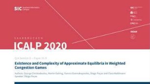 Existence and Complexity of Approximate Equilibria in Weighted Congestion Games: Q/A Session D - Paper D1.B