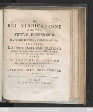 De Rei Vindicatione Contra Fictvm Possessorem
