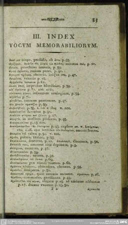 III. Index Vocum Memorabiliorum