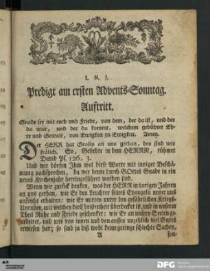 [Predigten 1 bis 10: Advent, Weihnachten, Neujahr]