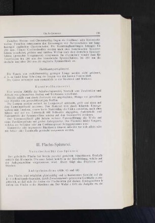 III. Flachs-Spinnerei.