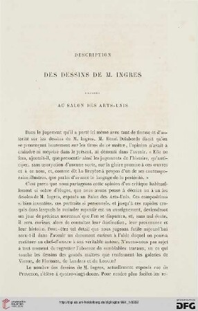 9: Description des dessins de M. Ingres exposés au Salon des Arts-Unis