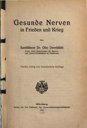 Gesunde Nerven in Frieden und Krieg