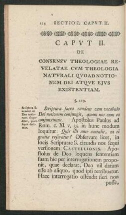 Caput II. De Consensu Theologiae Revelatae Cum Theologia Naturali Quoad Notionem Dei Atque Ejus Existentiam.