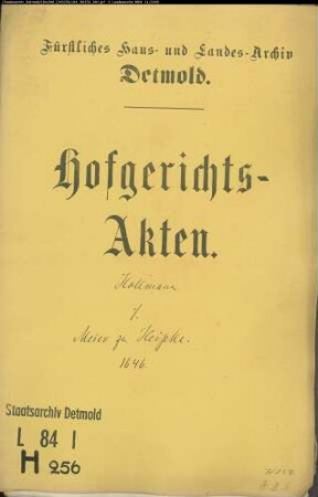 Hollmann, Felix, Hebdomadarius zu Herford gegen Heinrich Meier zu Heipke - Schuldforderung