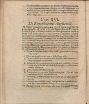 Cap. XVI. De Experimentis Anglicanis.