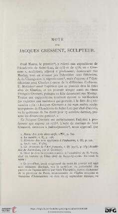 Note sur Jacques Cressent, Sculpteur