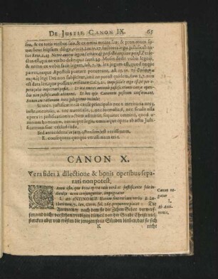 Canon X. Vera fides a dilectione & bonis operibus separari non potest.
