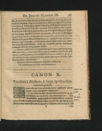 Canon X. Vera fides a dilectione & bonis operibus separari non potest.