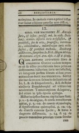 IX. Gerh. von Mastricht IC. Antecessoris, & histor. profess. ord. in elect. Duisburg. academ. historia iuris ecclesiastici[...]