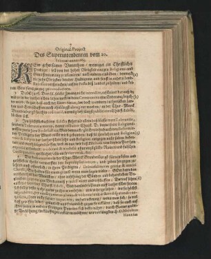 Original-Project Des Superintendenten vom 20. Februar anno 1665.