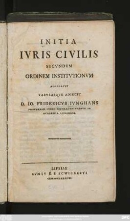 Initia Ivris Civilis Secvndvm Ordinem Institvtionvm