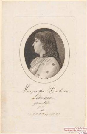 Margaretha Barbara Lehmann, geborene Uhl; geb. 1761