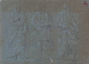 Drei Gewandfiguren mit Schriftrollen