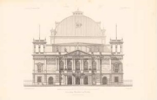 Lessing-Theater, Berlin: Vorderansicht (aus: Atlas zur Zeitschrift für Bauwesen, hrsg. v. Ministerium der öffentlichen Arbeiten, Jg. 39, 1889)