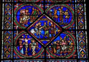 Frankreich. Bourgogne. Yonne. Sens. Cathedrale Saint Etienne. 12 bis 14 Jahrhundert. Glasfenster. Detail
