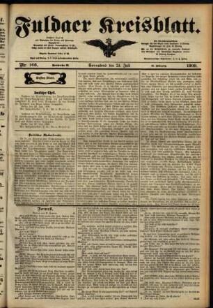Erste Ausgabe vom Samstag, den 24. Juli 1909.